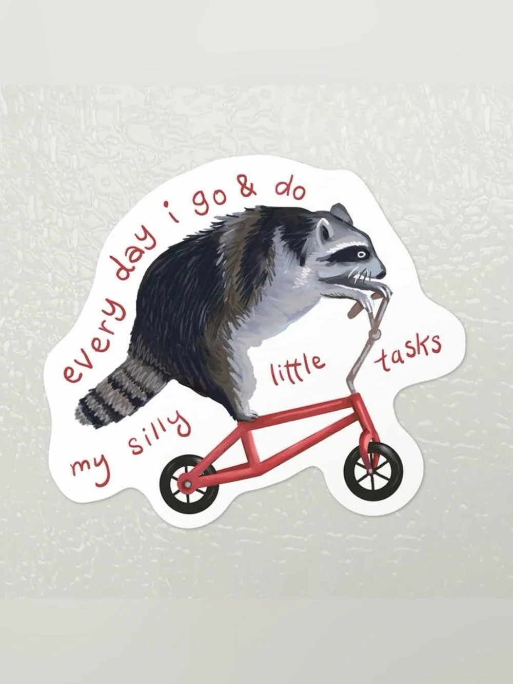Raccoon on Bike Sticker